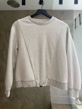 Varley Ivory Ribbed Crew Pullover